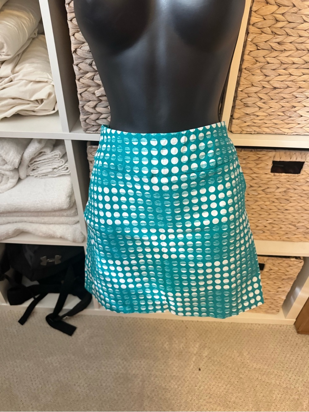 Zac & Rachel Teal White Polka Dot A-Line Skirt